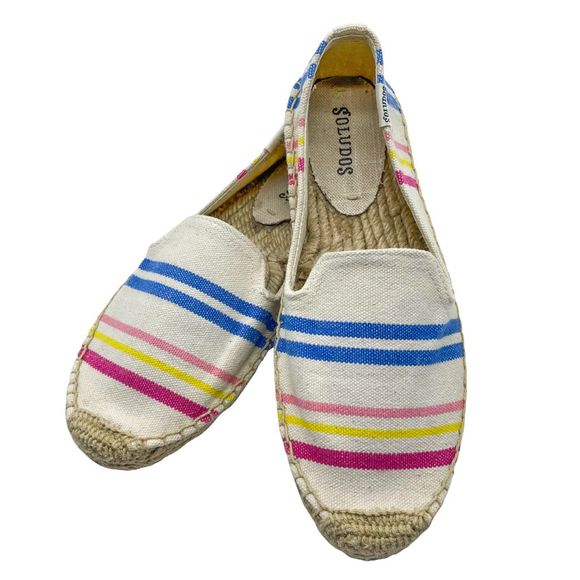 Soludos Smoking Slipper Candy Stripe Espadrille Flat - Picture 3 of 11